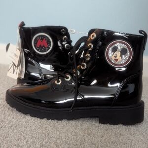 NTW Zara X Disney Mickey Mouse Black Patent Leather Boots - Sz 6/Euro 39